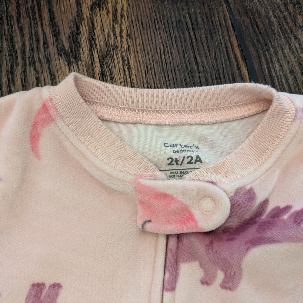 Carter's Pink and Cream Dinosaur Print Footies - Picture 7 of 8